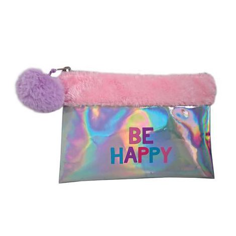 Piórnik saszetka Stnux Holografik Be Happy, Różowa